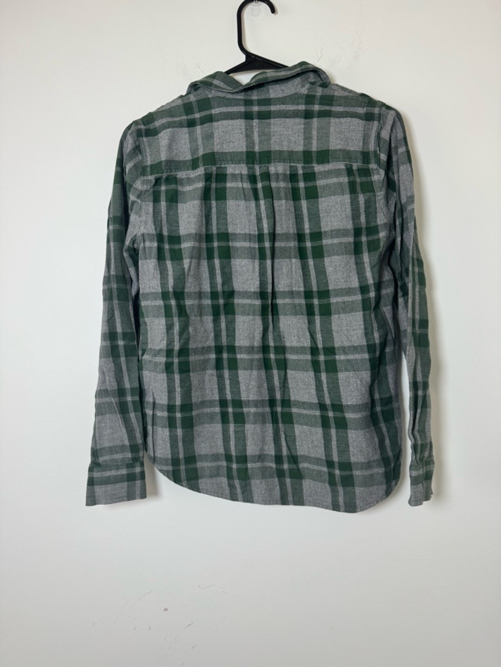 Madewell Plaid Flannel Shirt Women’s Small Green Gray Half Zip Pullover Cotton - Picture 6 of 6